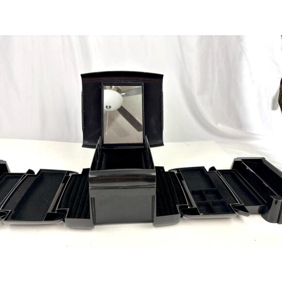 Vintage 1980s The Jewel Kit Expandable Fold-Out Jewelry Box Black USA Made - Picture 14 of 16